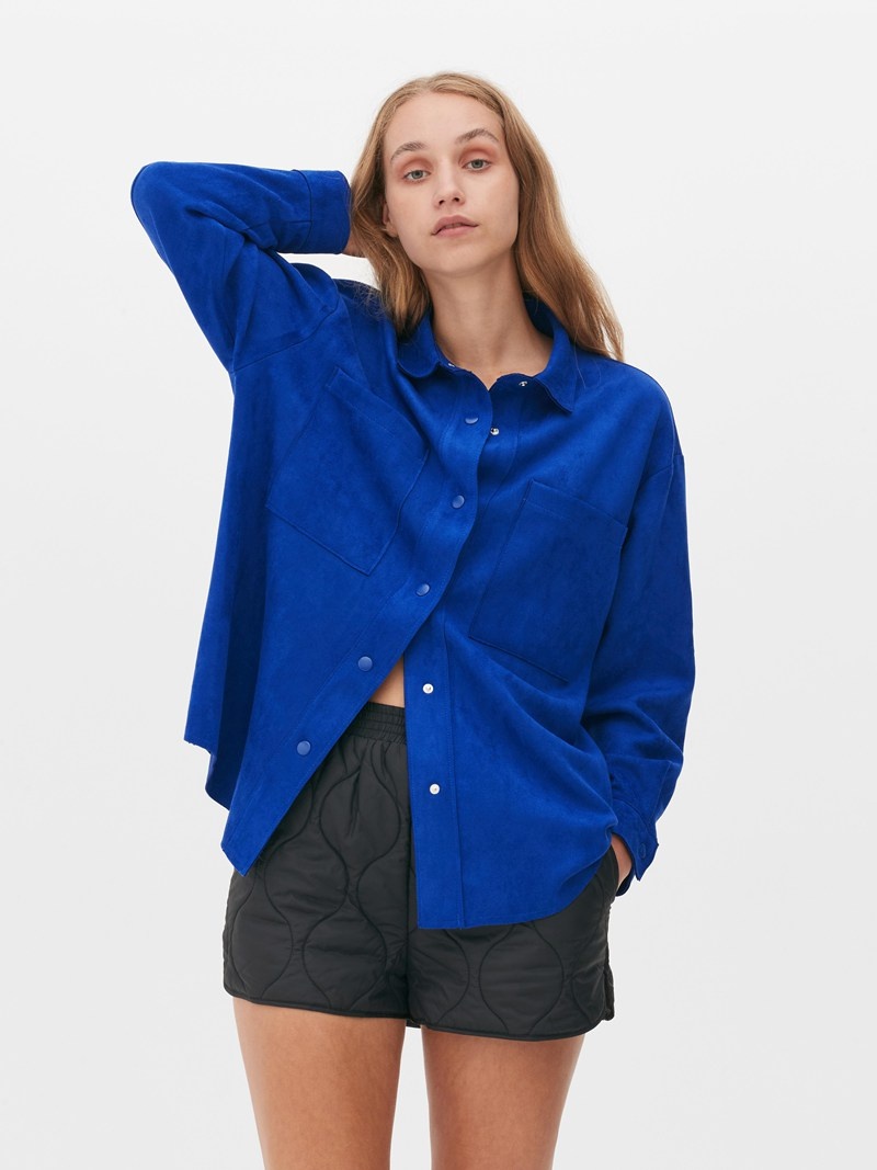 Camisas Primark Paula Echevarría Faux Gamuza Over Mujer Azules | 5132SMYGU