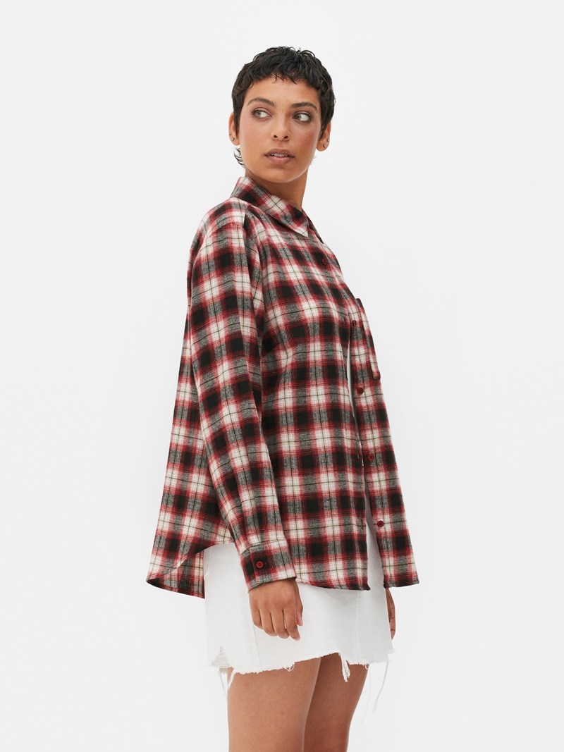 Camisas Primark Relaxed Fit Check Mujer Rojas | 9724KIZFG