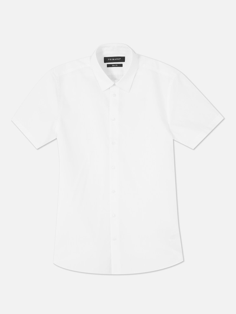 Camisas Primark Slim Fit Sleeve Hombre Blancas | 2647SZLDV