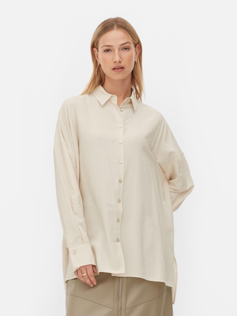 Camisas Primark The Edit Modal Blend Mujer Creme | 8051QHCMK