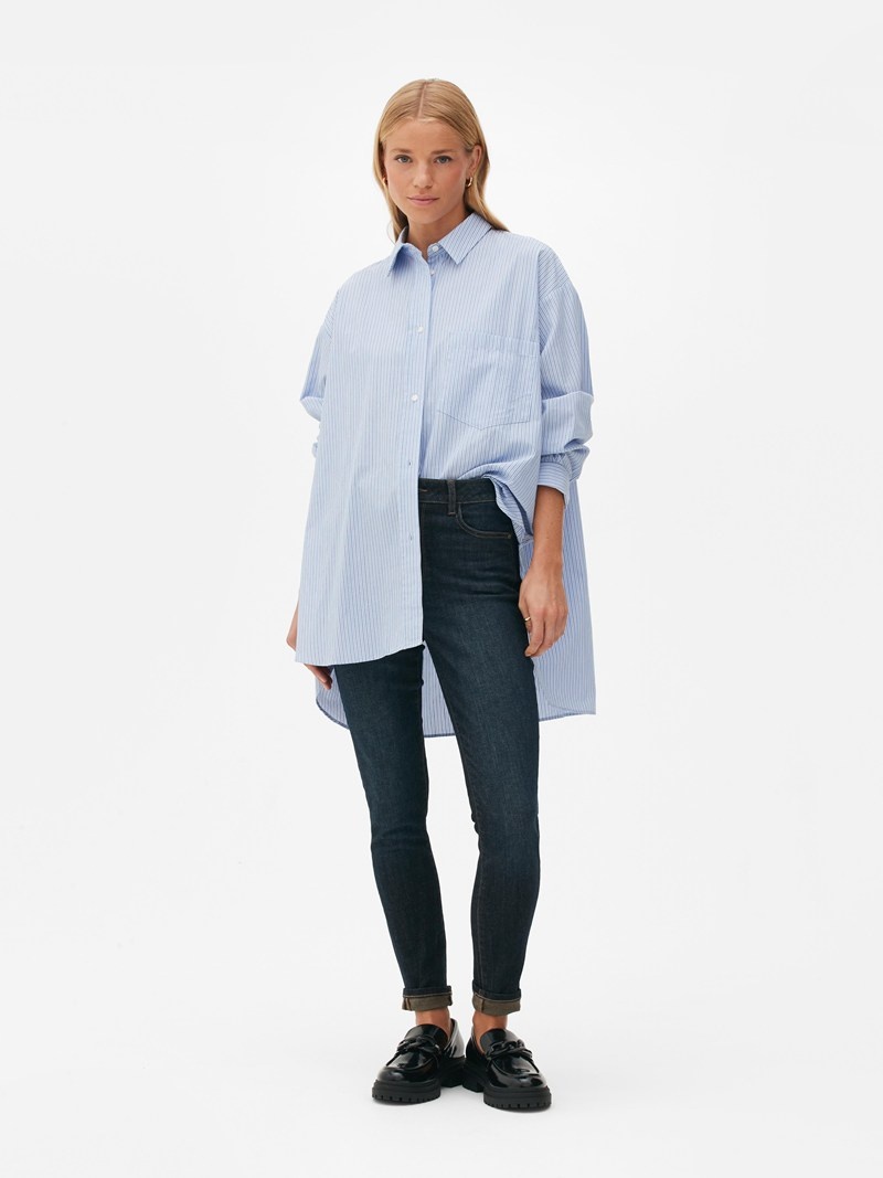 Camisas Primark The Edit Oversized Poplin Mujer Azules | 7690FVGQP