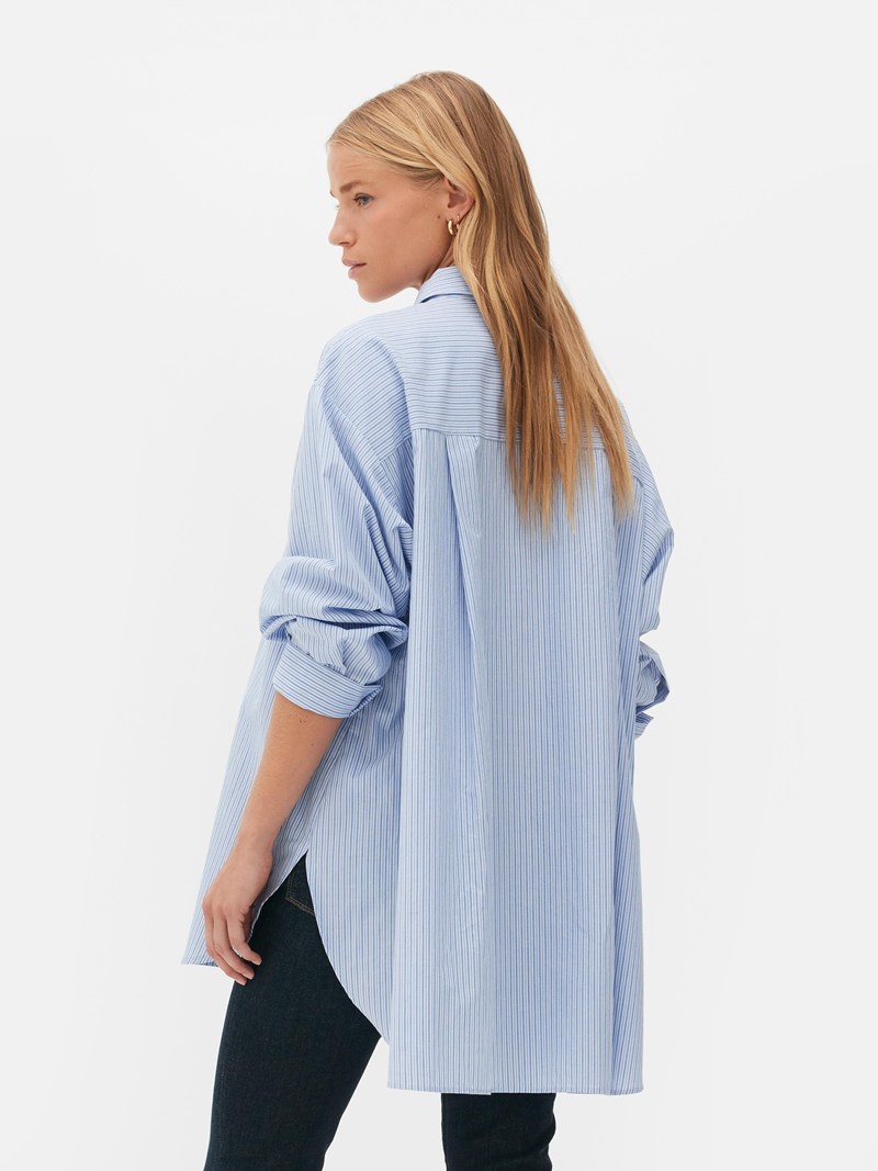 Camisas Primark The Edit Oversized Poplin Mujer Azules | 7690FVGQP