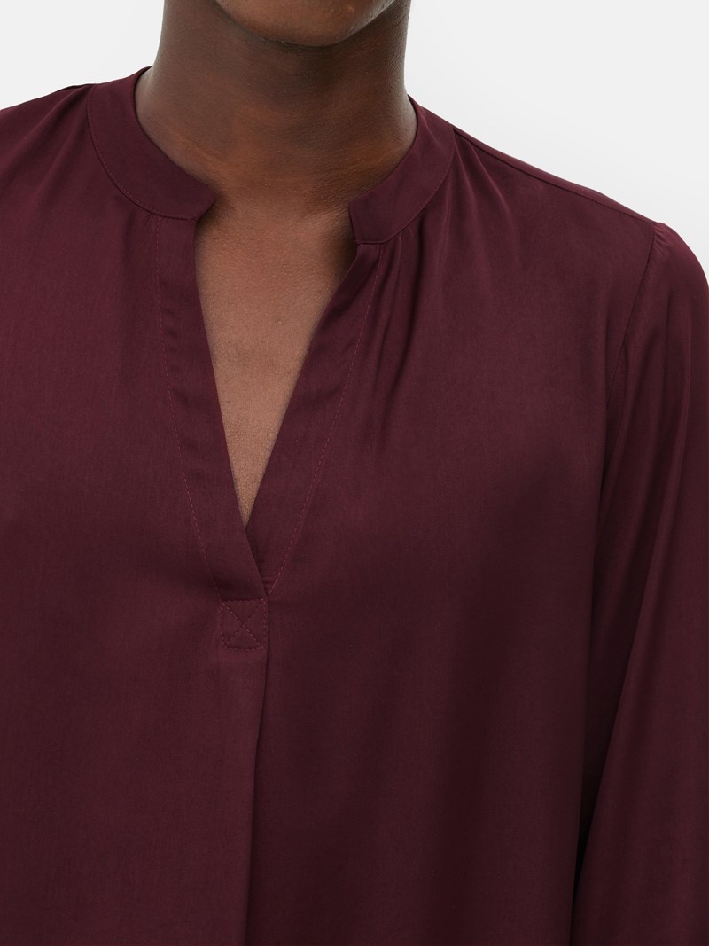 Camisas Primark VNeck Satin Blouse Mujer Burdeos | 2597SVNLK