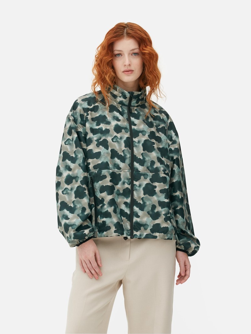 Equipo De Gimnasio Primark Camo Performance Jacket Mujer Verde Oscuro | 7802ONYJA