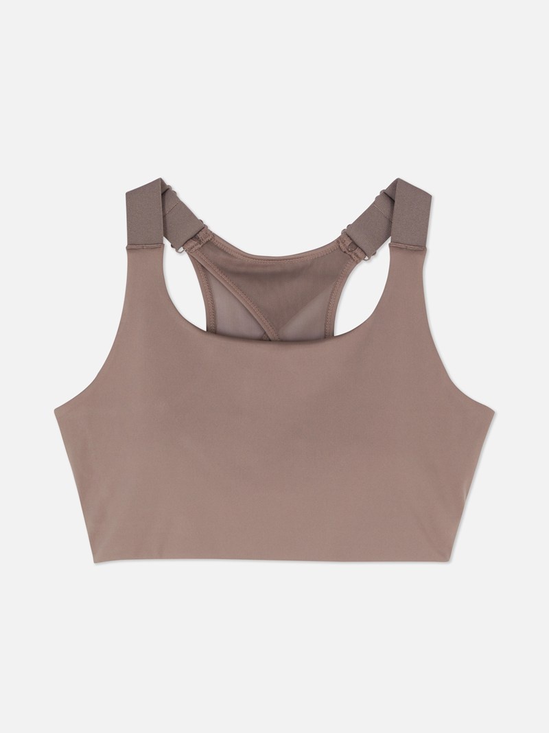 Equipo De Gimnasio Primark Mesh Insert Sports Bra Mujer Beige | 9125MAXKN