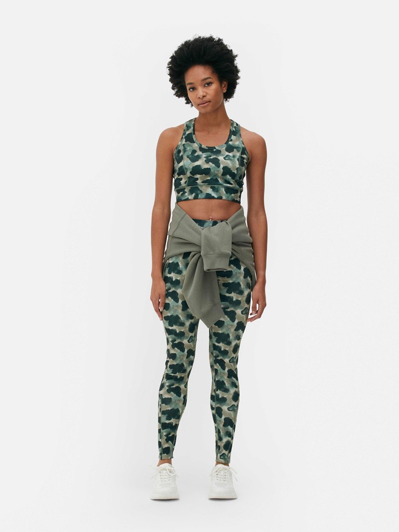 Equipo De Gimnasio Primark Performance Printed Crop Mujer Verde | 7519SYDAK