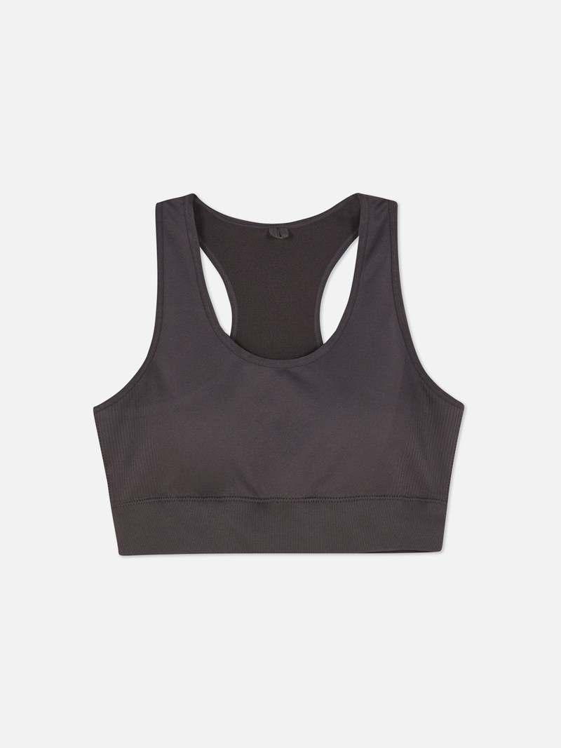 Equipo De Gimnasio Primark Performance Racerback Crop Mujer Gris Oscuro | 0862IYDFM