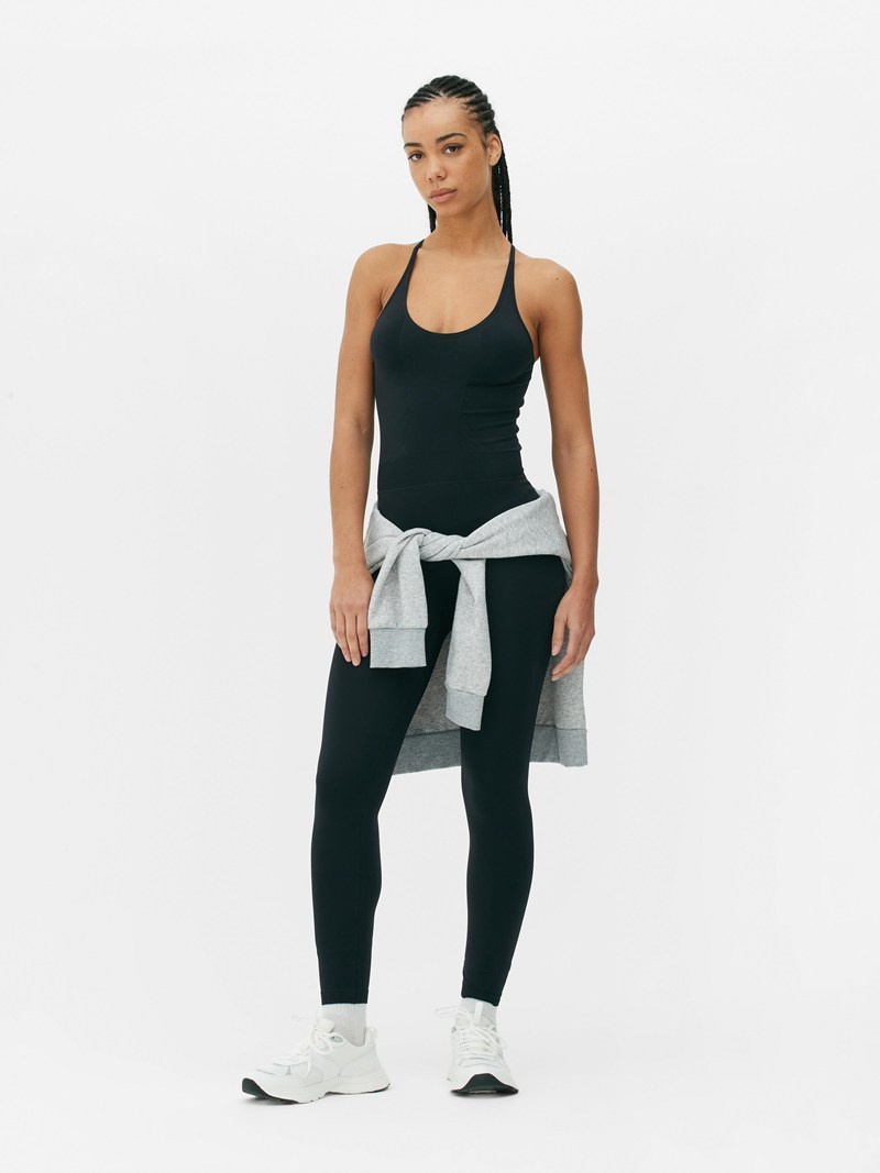 Equipo De Gimnasio Primark Performance Racerback Unitard Mujer Negras | 3485WRGHQ