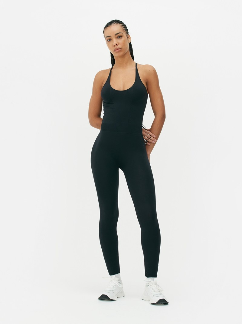 Equipo De Gimnasio Primark Performance Racerback Unitard Mujer Negras | 3485WRGHQ