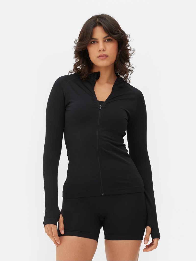 Equipo De Gimnasio Primark Performance ZipUp Jacket Mujer Negras | 7054MKVNY