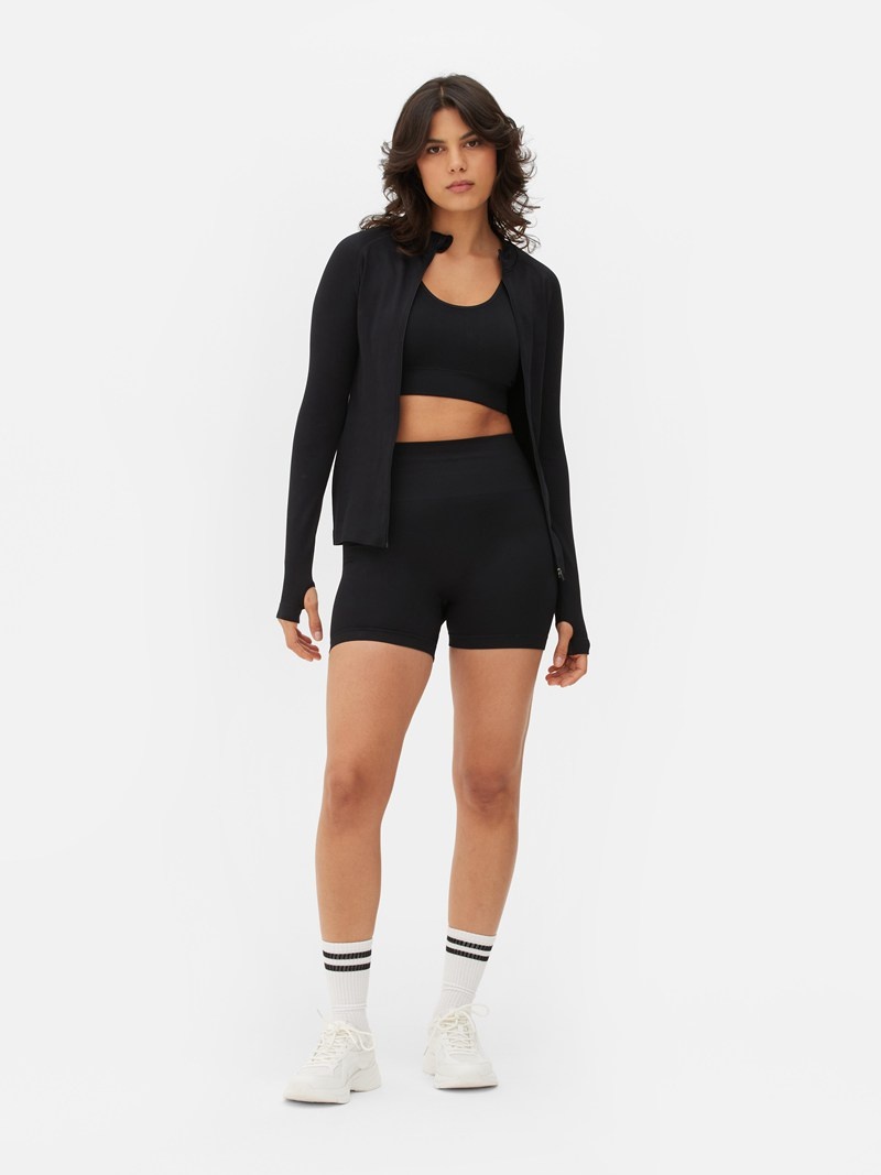 Equipo De Gimnasio Primark Performance ZipUp Jacket Mujer Negras | 7054MKVNY