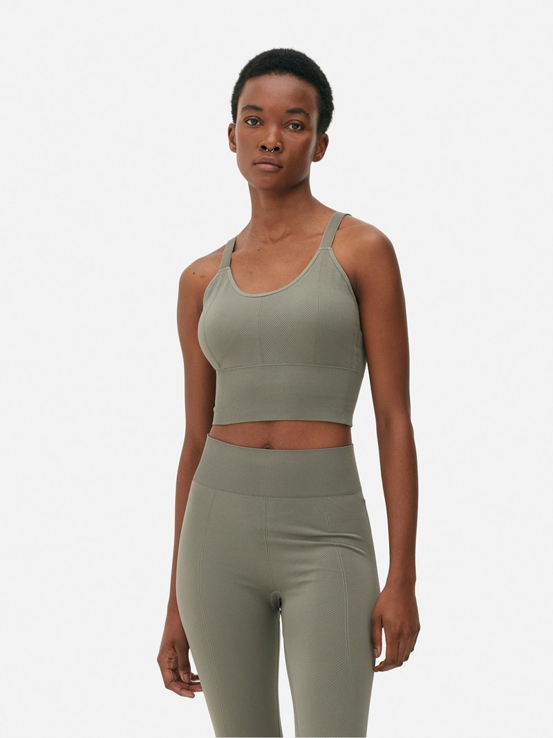 Equipo De Gimnasio Primark Seam Free Performance Crop Mujer Verde Oliva | 1690WQLTU