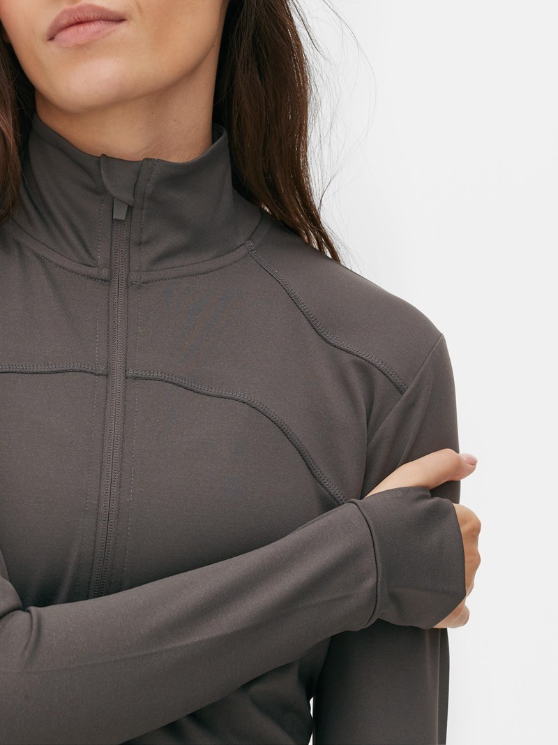 Equipo De Gimnasio Primark Zip Performance Jacket Mujer Gris | 9046UHIOQ