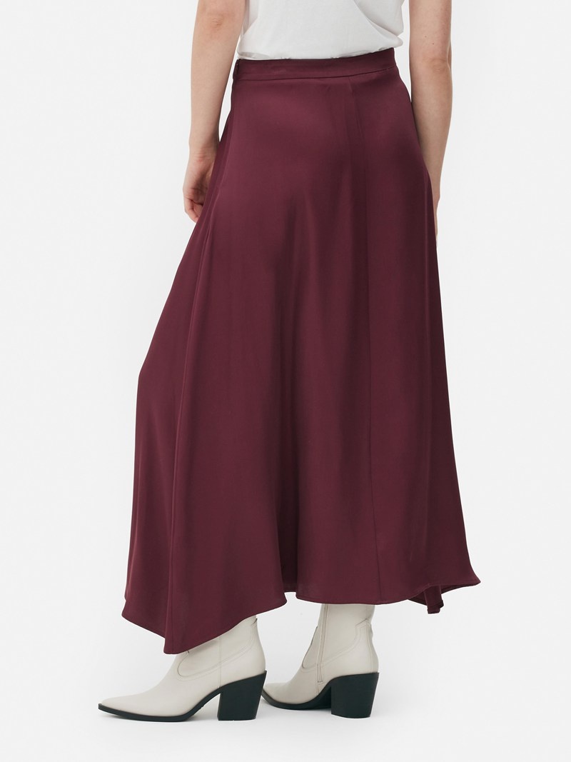 Falda Primark Satin Midi Mujer Burdeos | 4685MQNFC