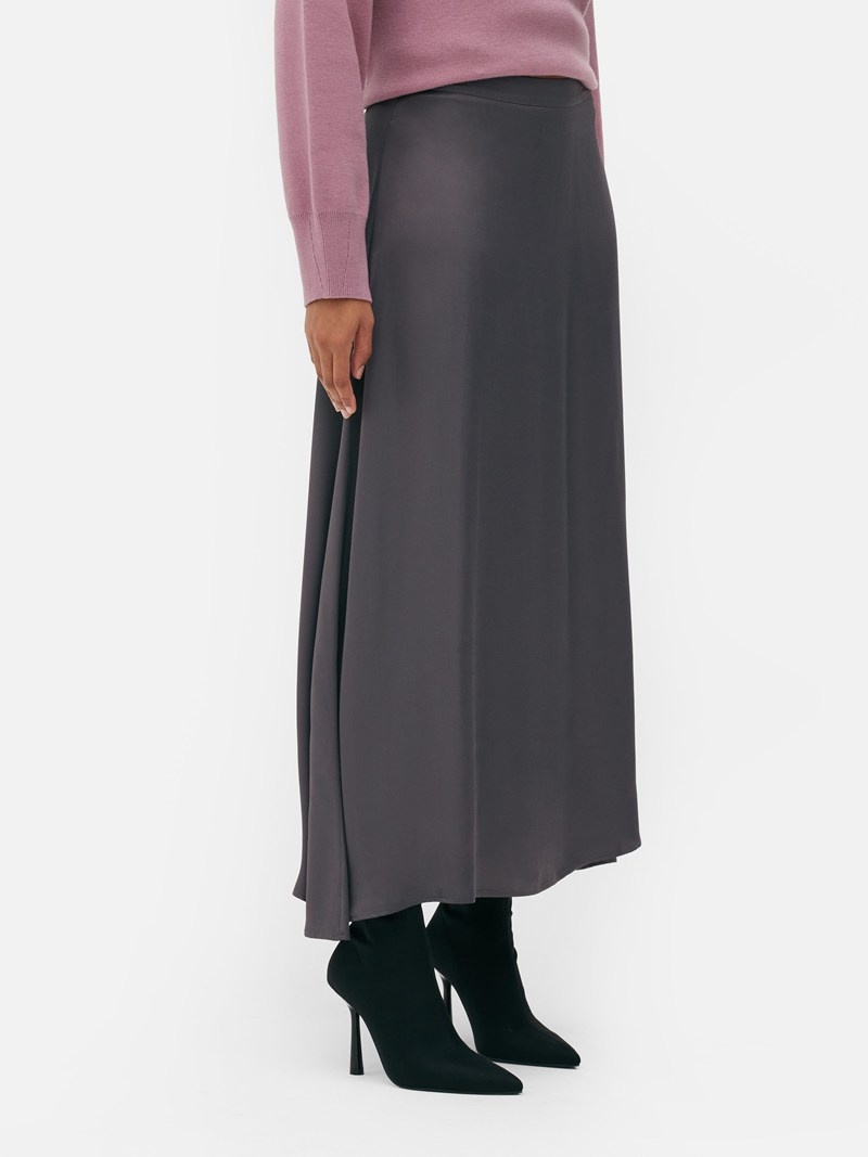 Falda Primark Satin Midi Mujer Gris | 8325XURBL