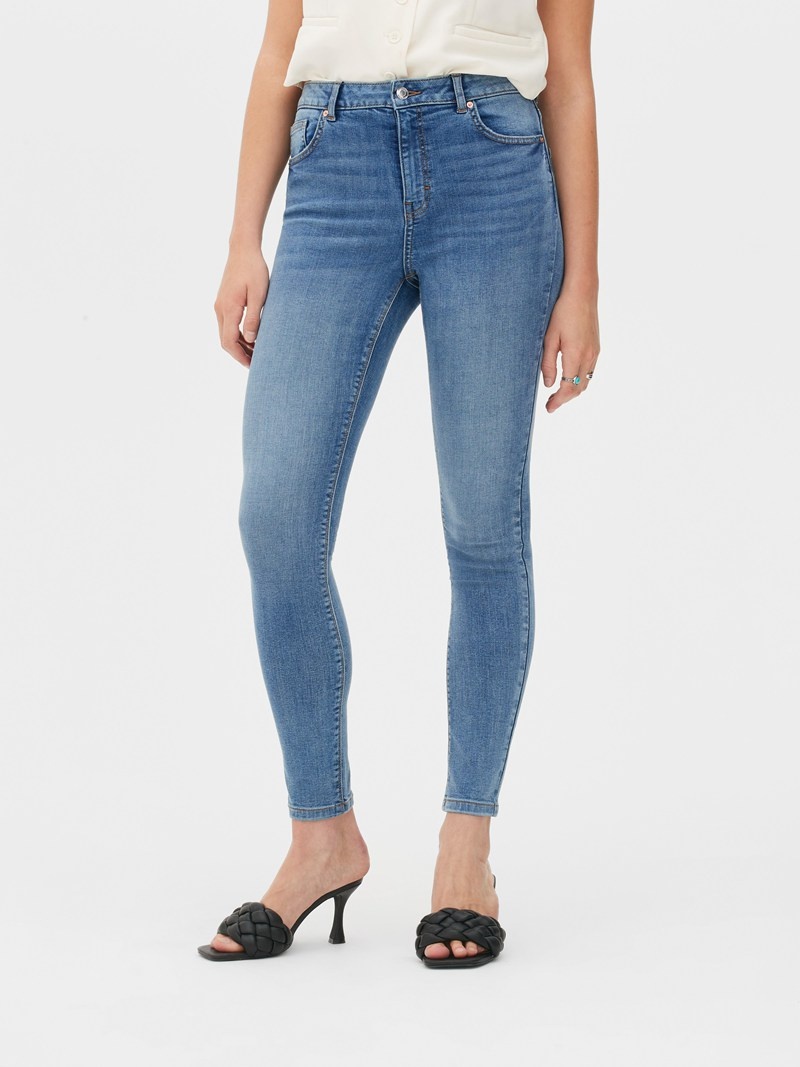 Jeans Primark High Cintura Flaco Mujer Azules | 5361ZNOIK