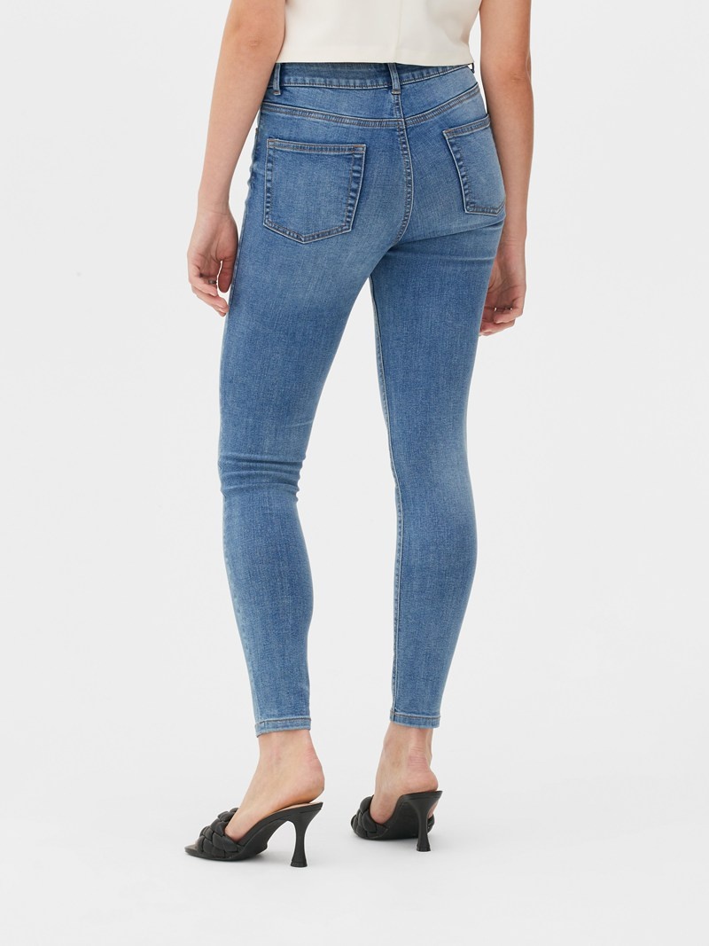 Jeans Primark High Cintura Flaco Mujer Azules | 5361ZNOIK