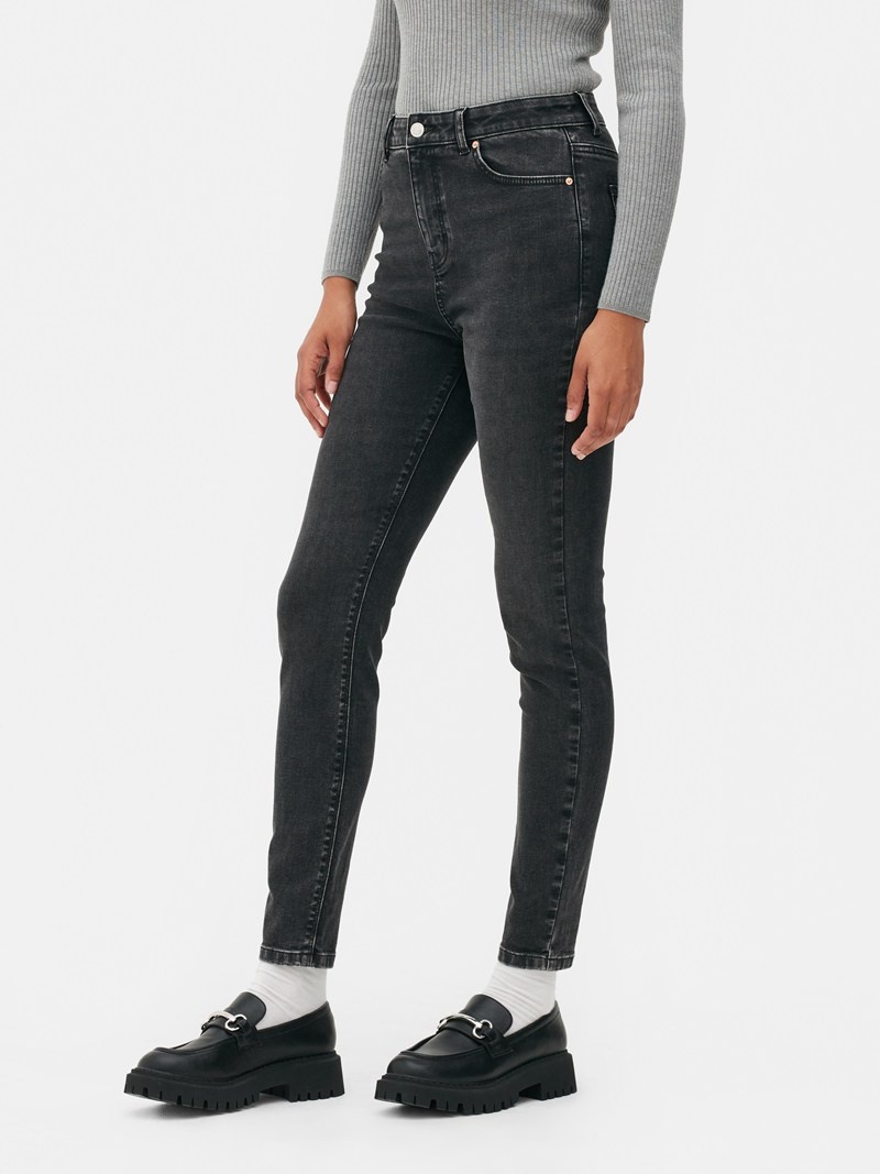 Jeans Primark High Cintura Flaco Mujer Negras | 1697LBURH