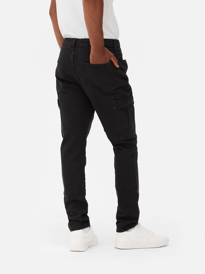 Jeans Primark Slim Fit Cargo Hombre Negras | 3416MVTAC