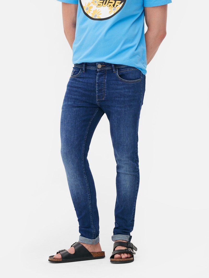 Jeans Primark Stretch Fit Flaco Hombre Azules Oscuro | 2430VTIPF