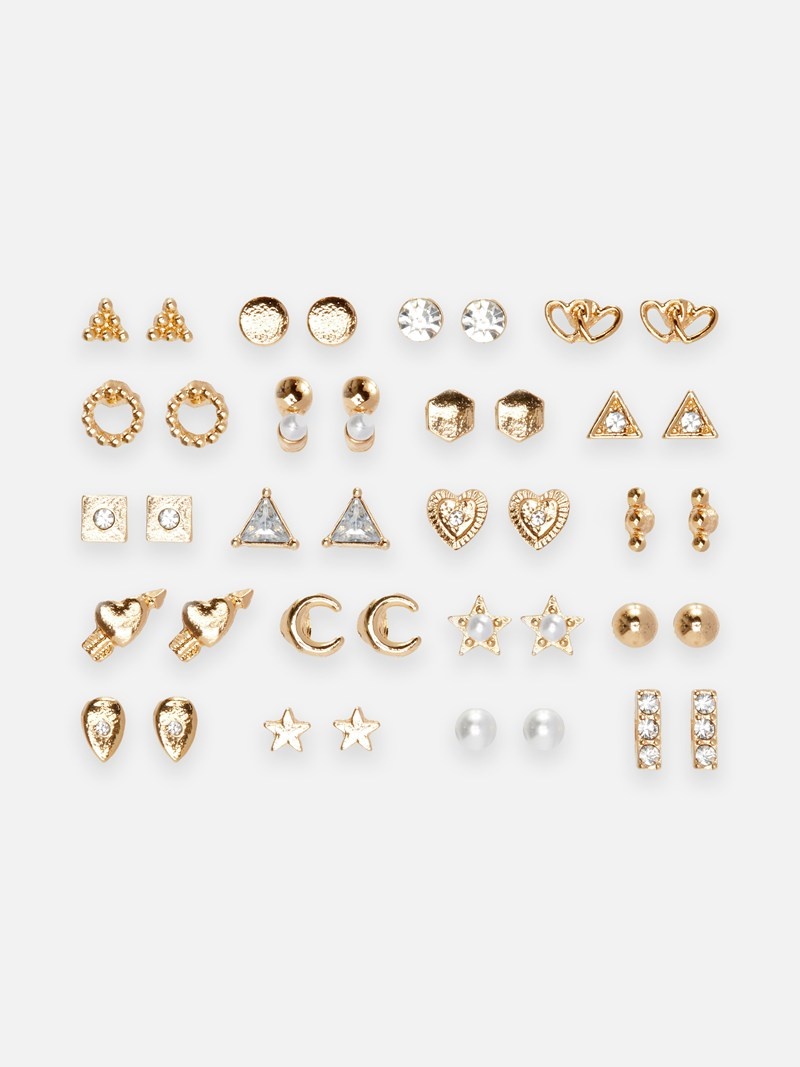 Joyería Primark 20Pack Assorted Stud Earrings Mujer Amarillo | 8467DWUAN