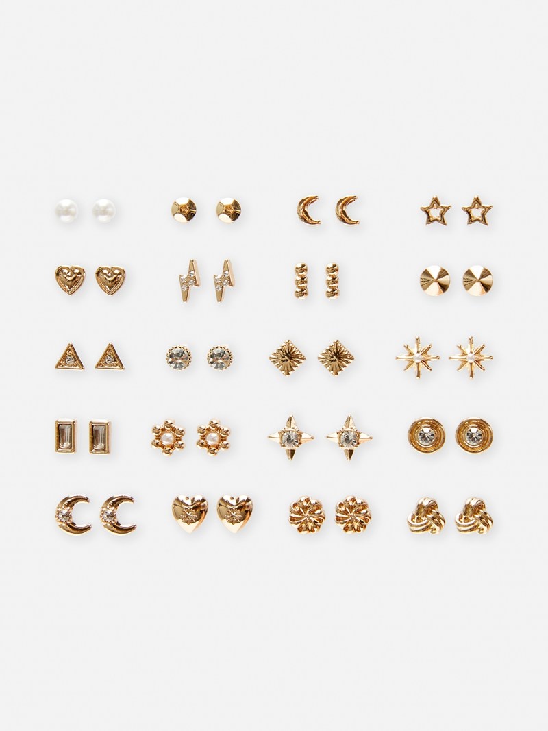 Joyería Primark 20Pack Assorted Stud Earrings Mujer Amarillo | 9450BUFSA