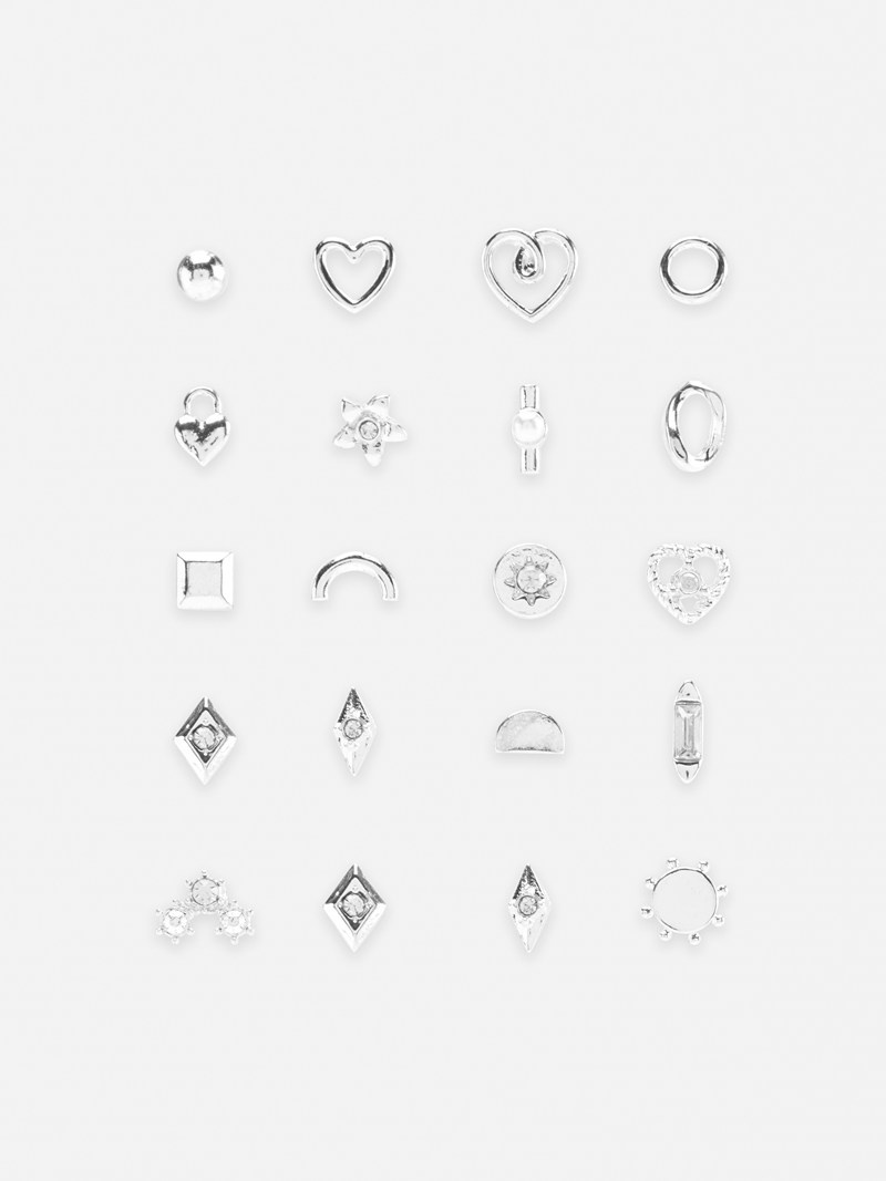 Joyería Primark 20Pack Mixed Stud Earrings Mujer Blancas | 7128VGHEC