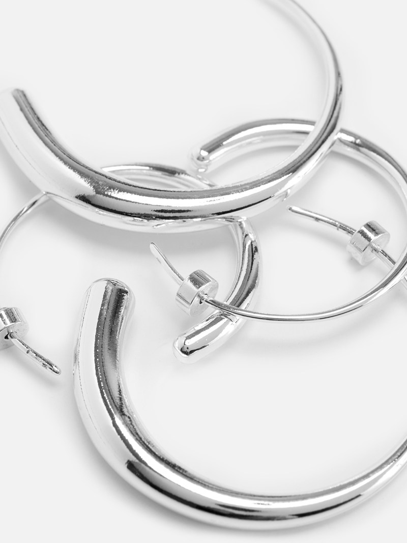 Joyería Primark 2Pack The Edit Fine Hoop Earrings Mujer Blancas | 1504BGIWU