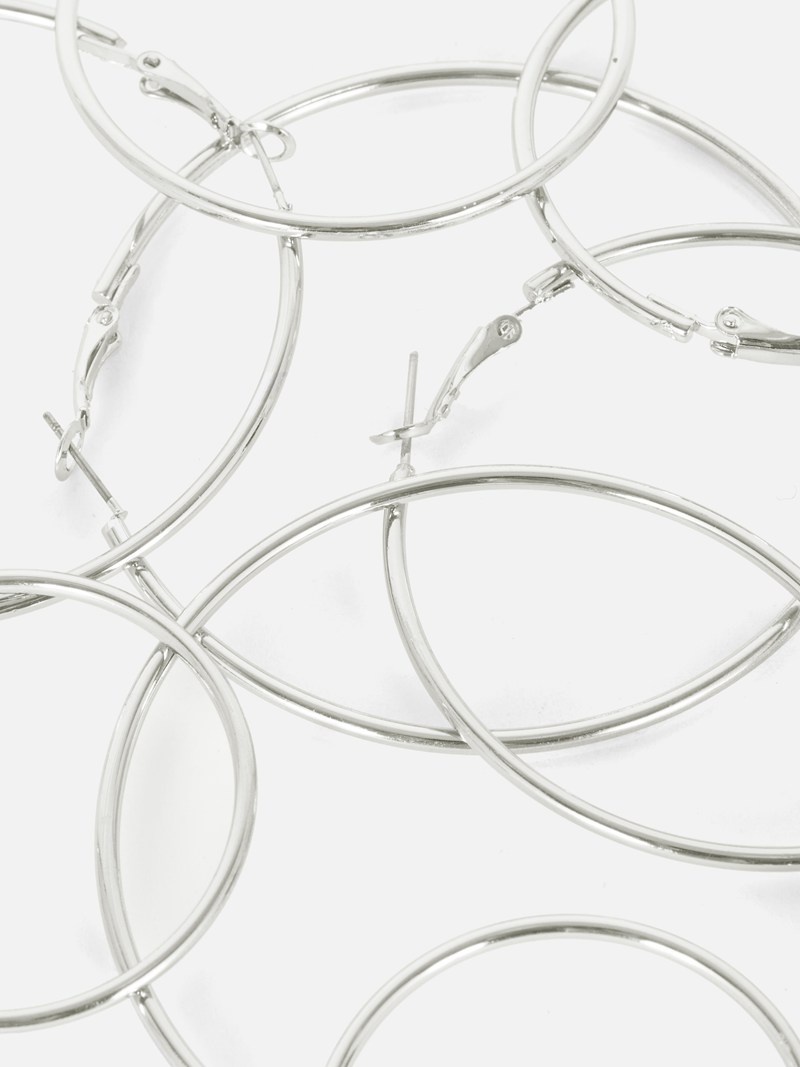 Joyería Primark 4Pack Multi Size Tubular Hoop Earrings Mujer Blancas | 1369VAJZN