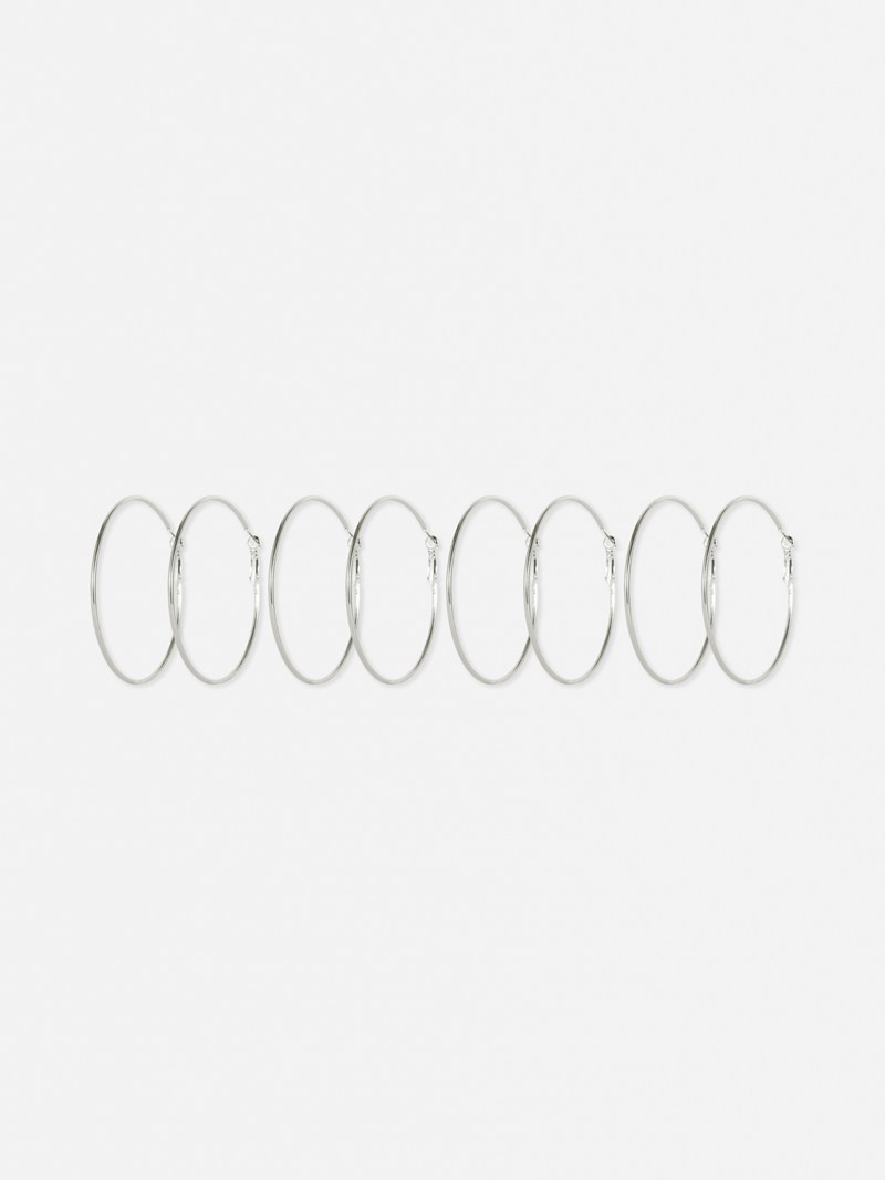 Joyería Primark 4Pack Multi Size Tubular Hoop Earrings Mujer Blancas | 1369VAJZN