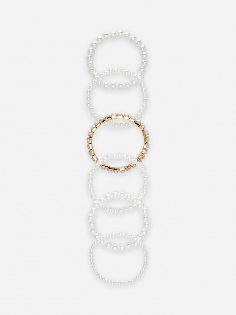 Joyería Primark 6Pack Pearl Bracelets Mujer Blancas | 0684JMHXC