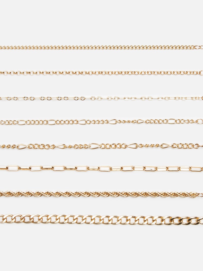 Joyería Primark 8Pack Mixed Chain Bracelets Mujer Amarillo | 8609UVDIM