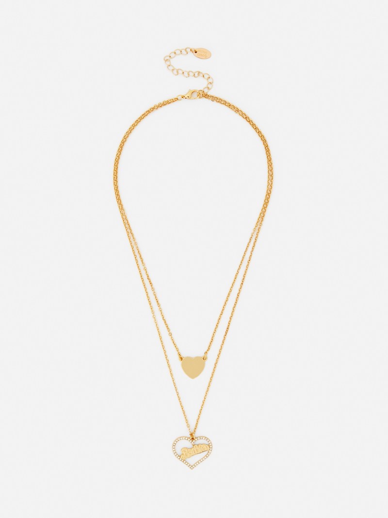 Joyería Primark Barbie The Movie Layered Heart Necklace Mujer Amarillo | 6549RHVYT