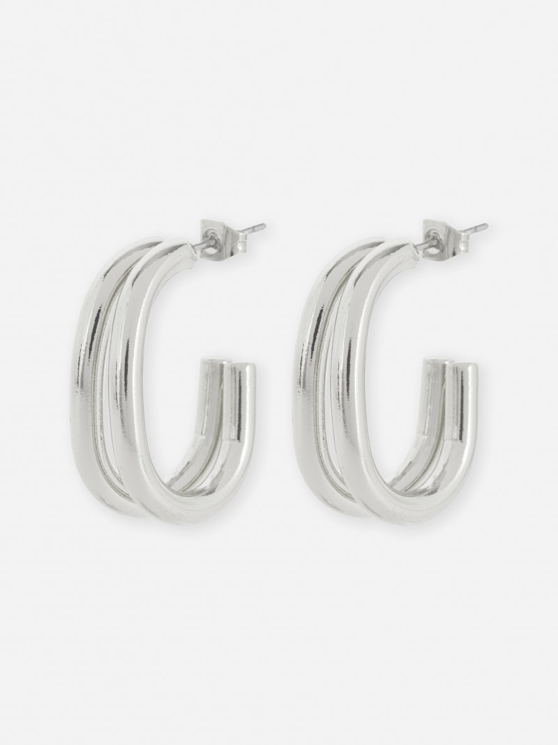 Joyería Primark Double Hoop Earrings Mujer Gris | 7963VJROY