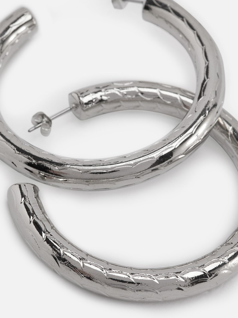 Joyería Primark Large Textured Hoop Earrings Mujer Gris | 1892ZYHOG