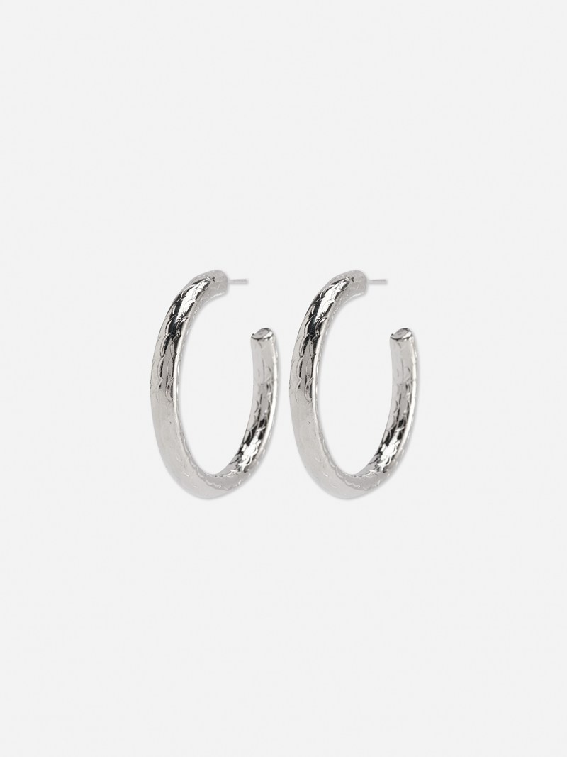 Joyería Primark Large Textured Hoop Earrings Mujer Gris | 1892ZYHOG