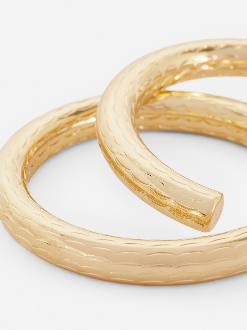 Joyería Primark Large Textured Hoop Earrings Mujer Amarillo | 4957KLBEF