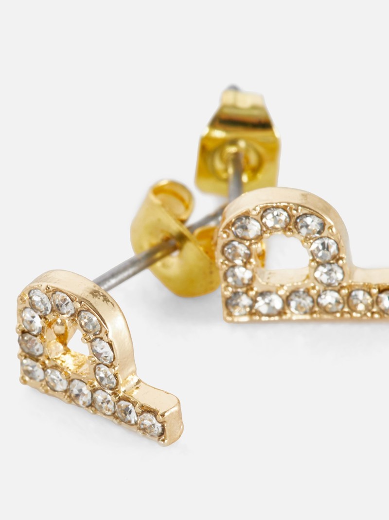 Joyería Primark P Initial Stud Earrings Mujer Amarillo | 5489ABNEX