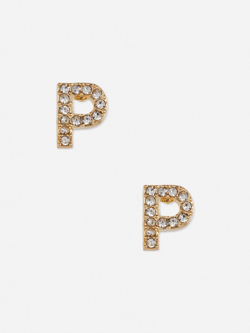 Joyería Primark P Initial Stud Earrings Mujer Amarillo | 5489ABNEX