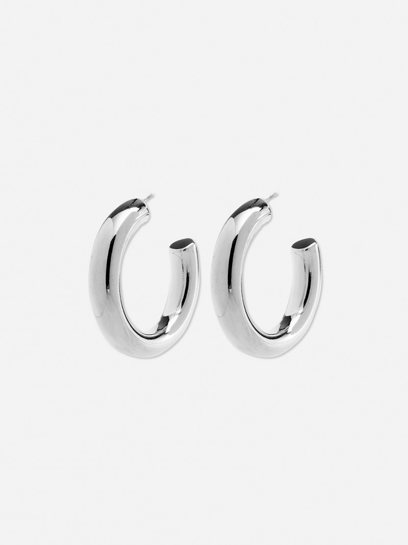 Joyería Primark The Edit Fornido Hoop Earrings Mujer Gris | 4805XISPK