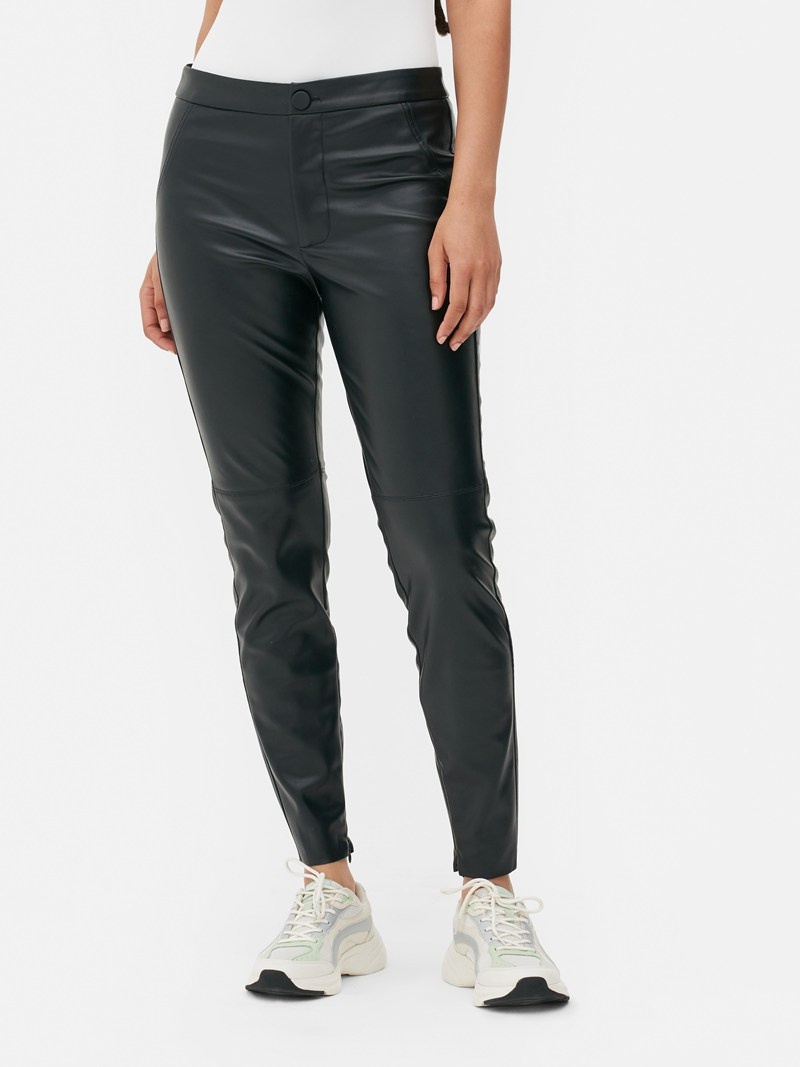 Leggins Primark Faux Cuero Flaco Mujer Negras | 4215WLJOV