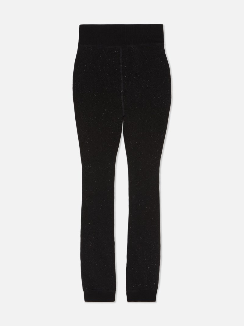 Leggins Primark Glitter Plush Forro Mujer Negras | 8910ATOHZ