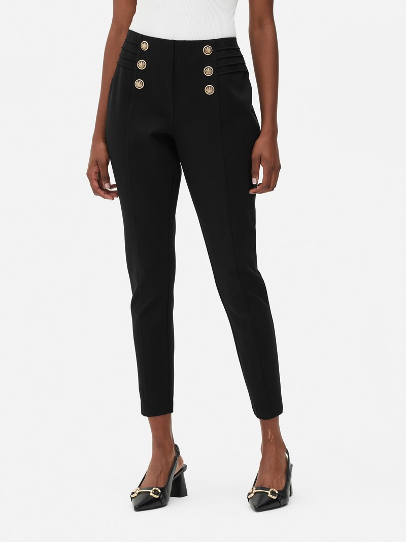 Leggins Primark High Cintura Button Mujer Negras | 7518HCUJK