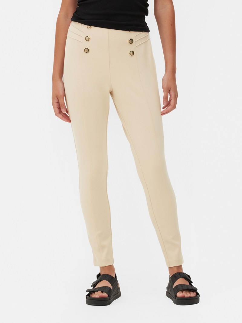 Leggins Primark High Cintura Button Mujer Blancas | 5168CHXBM