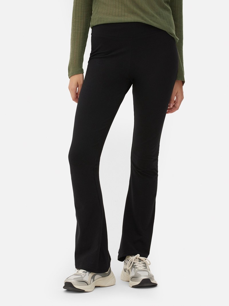 Leggins Primark High Cintura Flared Jersey Mujer Negras | 2756GCNUX