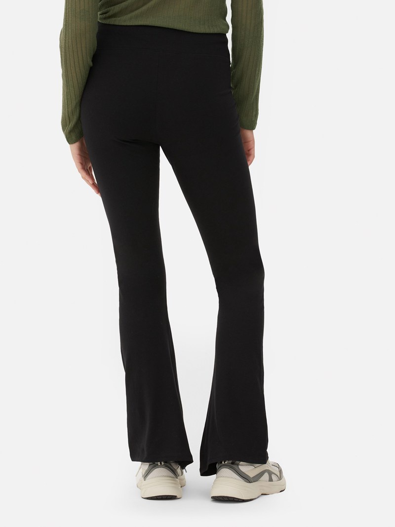 Leggins Primark High Cintura Flared Jersey Mujer Negras | 2756GCNUX