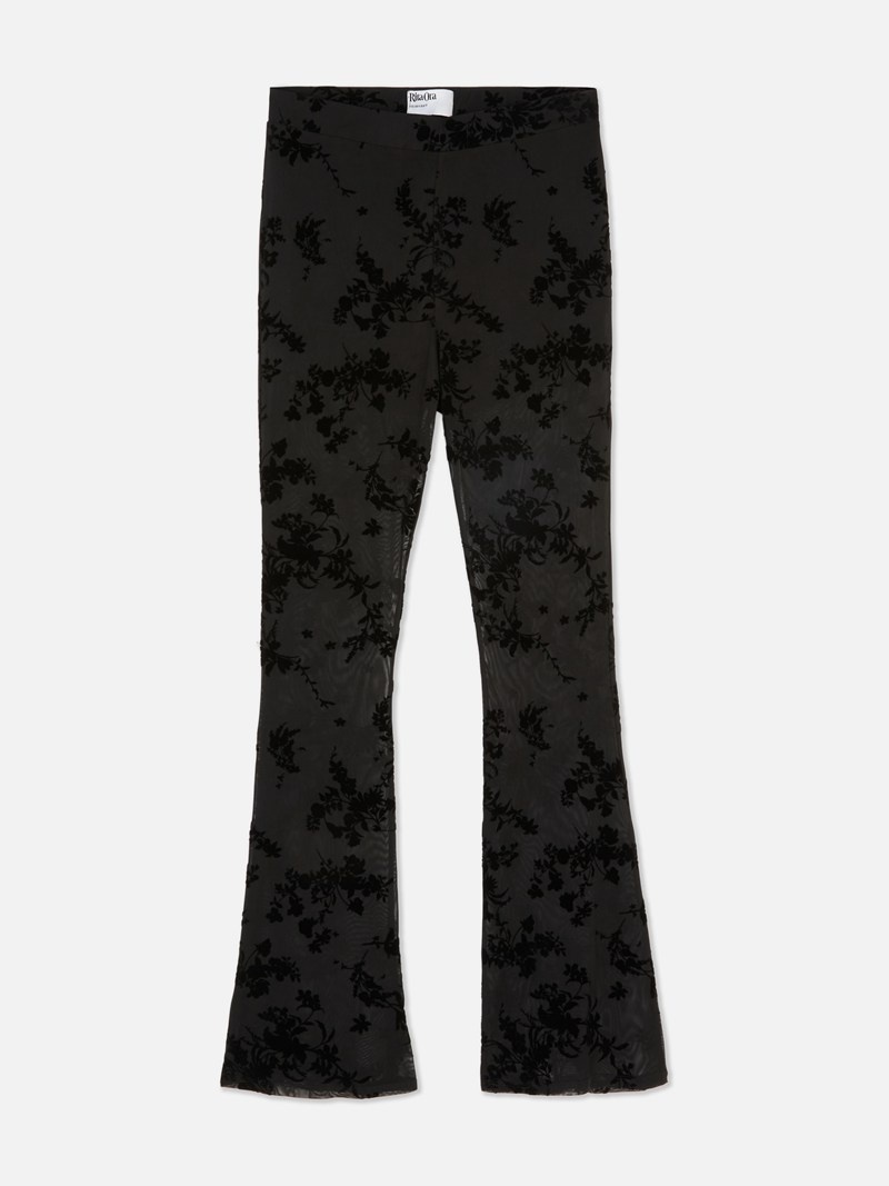 Leggins Primark Rita Ora Floral Sheer Flared Mujer Negras | 8123AIWDV