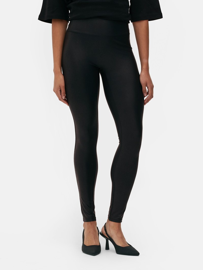 Leggins Primark Wet Look High Cintura Mujer Negras | 7062SJOMN