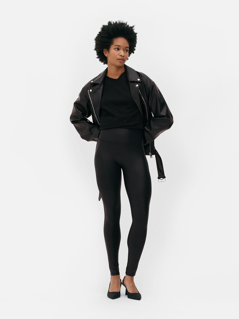 Leggins Primark Wet Look High Cintura Mujer Negras | 7062SJOMN