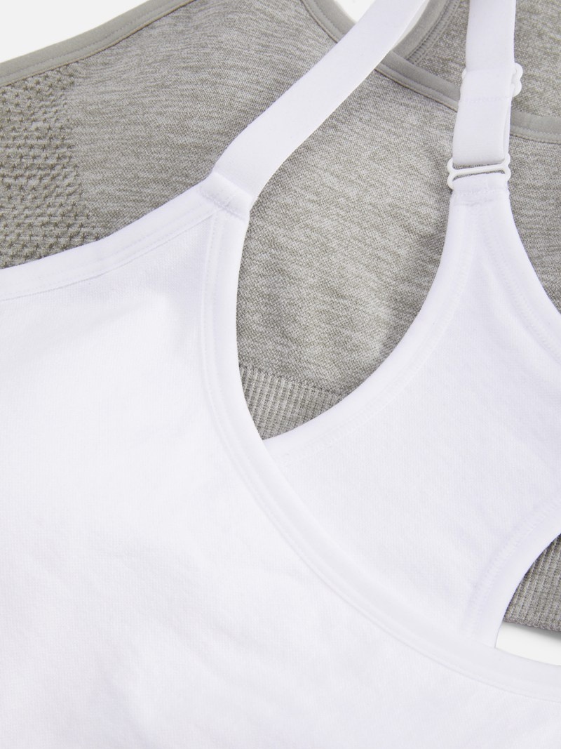 Lencería Primark 2Pack Essential Racerback Sports Bras Mujer Blancas | 8159CIOED